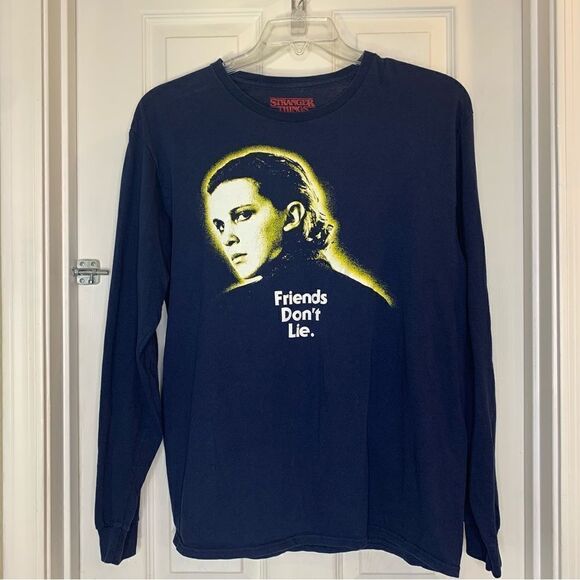 Stranger Things Netflix Long Sleeve TShirt - Adult Size L “Friends Don't Lie" - Picture 1 of 8